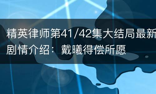 精英律师第41/42集大结局最新剧情介绍：戴曦得偿所愿