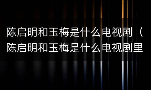 陈启明和玉梅是什么电视剧（陈启明和玉梅是什么电视剧里的人物）