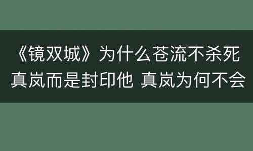《镜双城》为什么苍流不杀死真岚而是封印他 真岚为何不会死