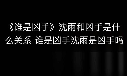 《谁是凶手》沈雨和凶手是什么关系 谁是凶手沈雨是凶手吗