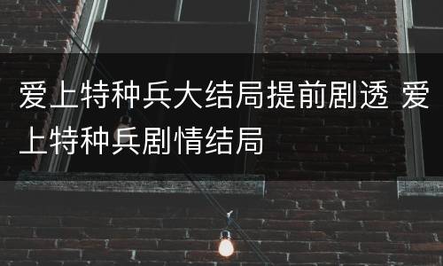 爱上特种兵大结局提前剧透 爱上特种兵剧情结局