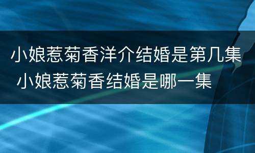 小娘惹菊香洋介结婚是第几集 小娘惹菊香结婚是哪一集