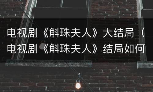 电视剧《斛珠夫人》大结局（电视剧《斛珠夫人》结局如何）