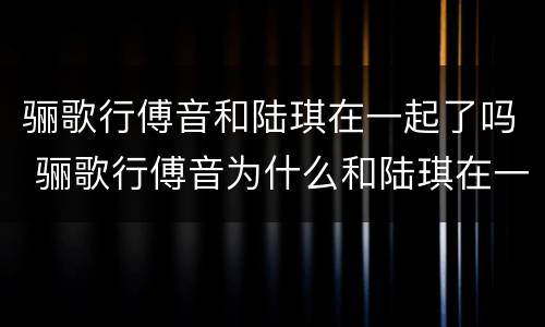 骊歌行傅音和陆琪在一起了吗 骊歌行傅音为什么和陆琪在一起