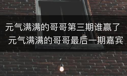 元气满满的哥哥第三期谁赢了 元气满满的哥哥最后一期嘉宾有谁