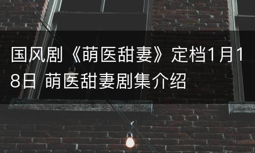 国风剧《萌医甜妻》定档1月18日 萌医甜妻剧集介绍
