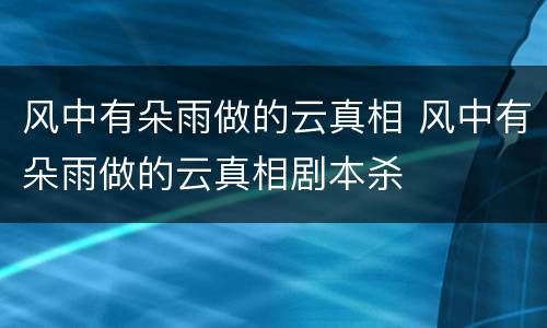 风中有朵雨做的云真相 风中有朵雨做的云真相剧本杀