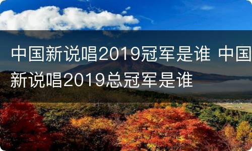 中国新说唱2019冠军是谁 中国新说唱2019总冠军是谁