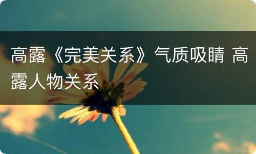 高露《完美关系》气质吸睛 高露人物关系