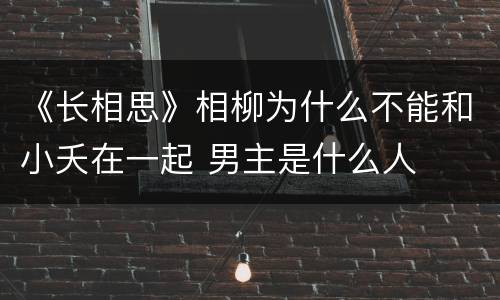 《长相思》相柳为什么不能和小夭在一起 男主是什么人