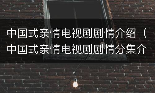 中国式亲情电视剧剧情介绍（中国式亲情电视剧剧情分集介绍）