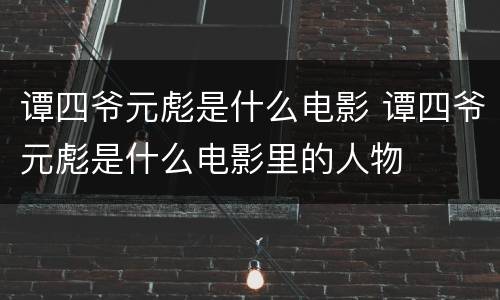 谭四爷元彪是什么电影 谭四爷元彪是什么电影里的人物