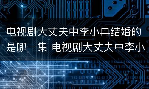 电视剧大丈夫中李小冉结婚的是哪一集 电视剧大丈夫中李小冉结婚的是第几集