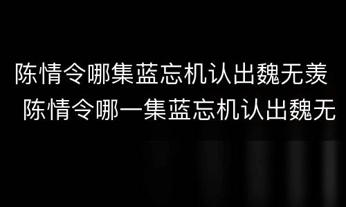 陈情令哪集蓝忘机认出魏无羡 陈情令哪一集蓝忘机认出魏无羡
