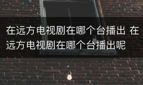 在远方电视剧在哪个台播出 在远方电视剧在哪个台播出呢