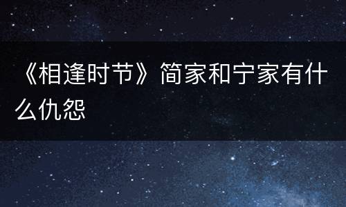 《相逢时节》简家和宁家有什么仇怨