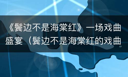《鬓边不是海棠红》一场戏曲盛宴（鬓边不是海棠红的戏曲）