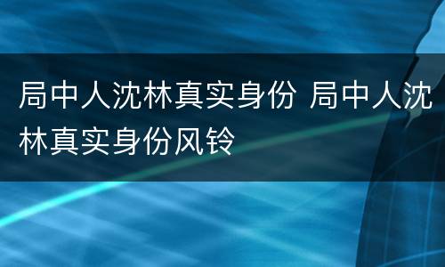 局中人沈林真实身份 局中人沈林真实身份风铃