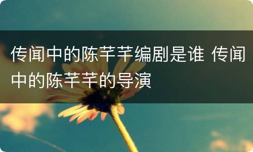 传闻中的陈芊芊编剧是谁 传闻中的陈芊芊的导演