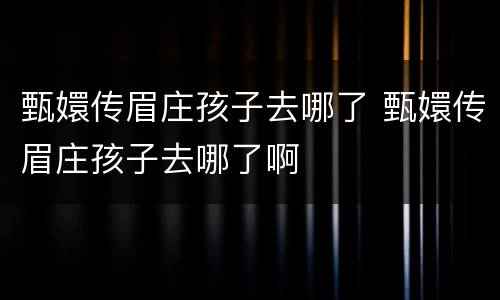 甄嬛传眉庄孩子去哪了 甄嬛传眉庄孩子去哪了啊