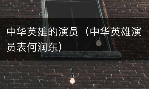 中华英雄的演员（中华英雄演员表何润东）
