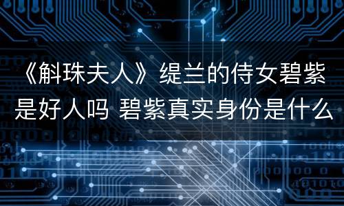 《斛珠夫人》缇兰的侍女碧紫是好人吗 碧紫真实身份是什么