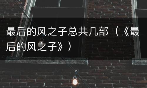 最后的风之子总共几部（《最后的风之子》）