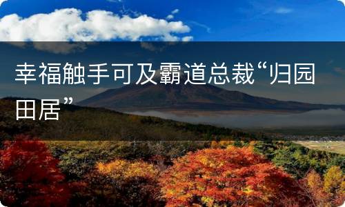幸福触手可及霸道总裁“归园田居”