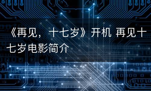 《再见，十七岁》开机 再见十七岁电影简介