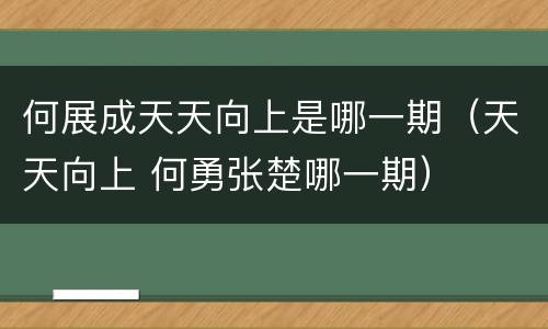 何展成天天向上是哪一期（天天向上 何勇张楚哪一期）