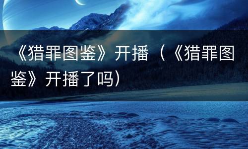 《猎罪图鉴》开播（《猎罪图鉴》开播了吗）