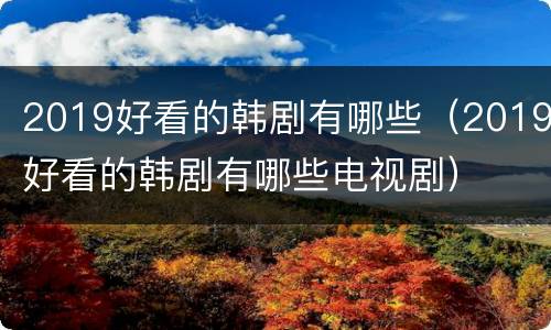 2019好看的韩剧有哪些（2019好看的韩剧有哪些电视剧）