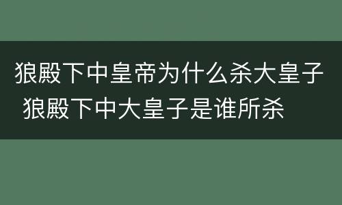 狼殿下中皇帝为什么杀大皇子 狼殿下中大皇子是谁所杀
