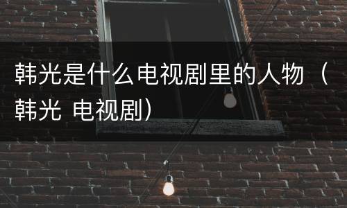 韩光是什么电视剧里的人物（韩光 电视剧）
