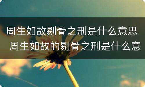 周生如故剔骨之刑是什么意思 周生如故的剔骨之刑是什么意思