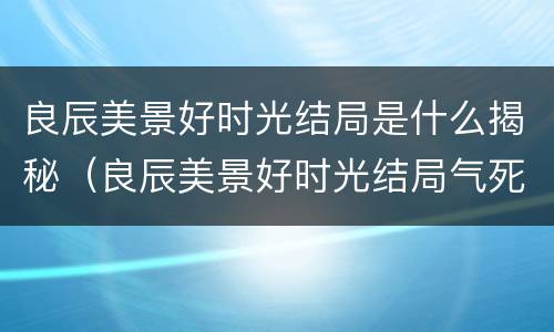 良辰美景好时光结局是什么揭秘（良辰美景好时光结局气死我了）