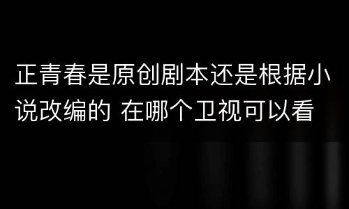 正青春是原创剧本还是根据小说改编的 在哪个卫视可以看