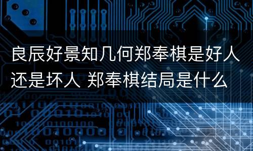 良辰好景知几何郑奉棋是好人还是坏人 郑奉棋结局是什么