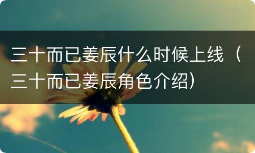 三十而已姜辰什么时候上线（三十而已姜辰角色介绍）