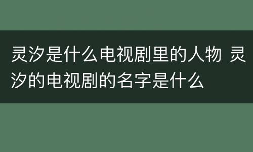 灵汐是什么电视剧里的人物 灵汐的电视剧的名字是什么