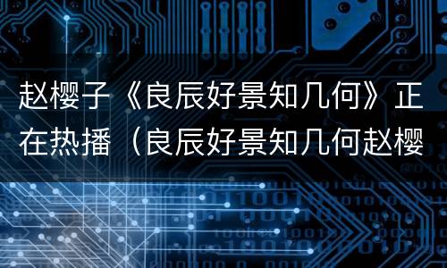 赵樱子《良辰好景知几何》正在热播（良辰好景知几何赵樱子剧照）