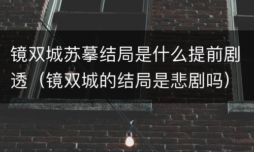 镜双城苏摹结局是什么提前剧透（镜双城的结局是悲剧吗）