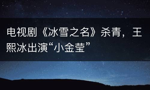 电视剧《冰雪之名》杀青，王熙冰出演“小金莹”