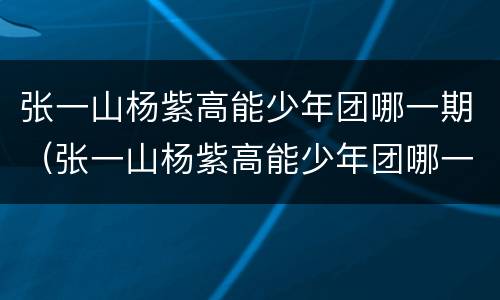 张一山杨紫高能少年团哪一期（张一山杨紫高能少年团哪一期真心话大冒险）