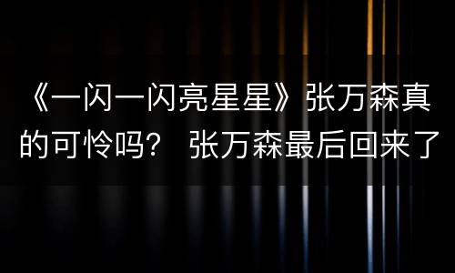 《一闪一闪亮星星》张万森真的可怜吗？ 张万森最后回来了没